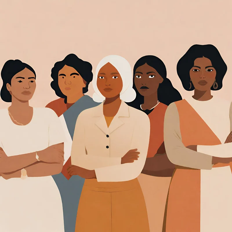 Mulheres unidas de braço cruzado